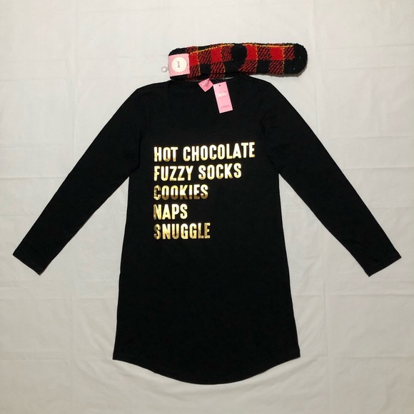 Jenni Other - NWT Jenni Women’s Black Graphic Sleepshirt size XS and Red & Black Sock Set